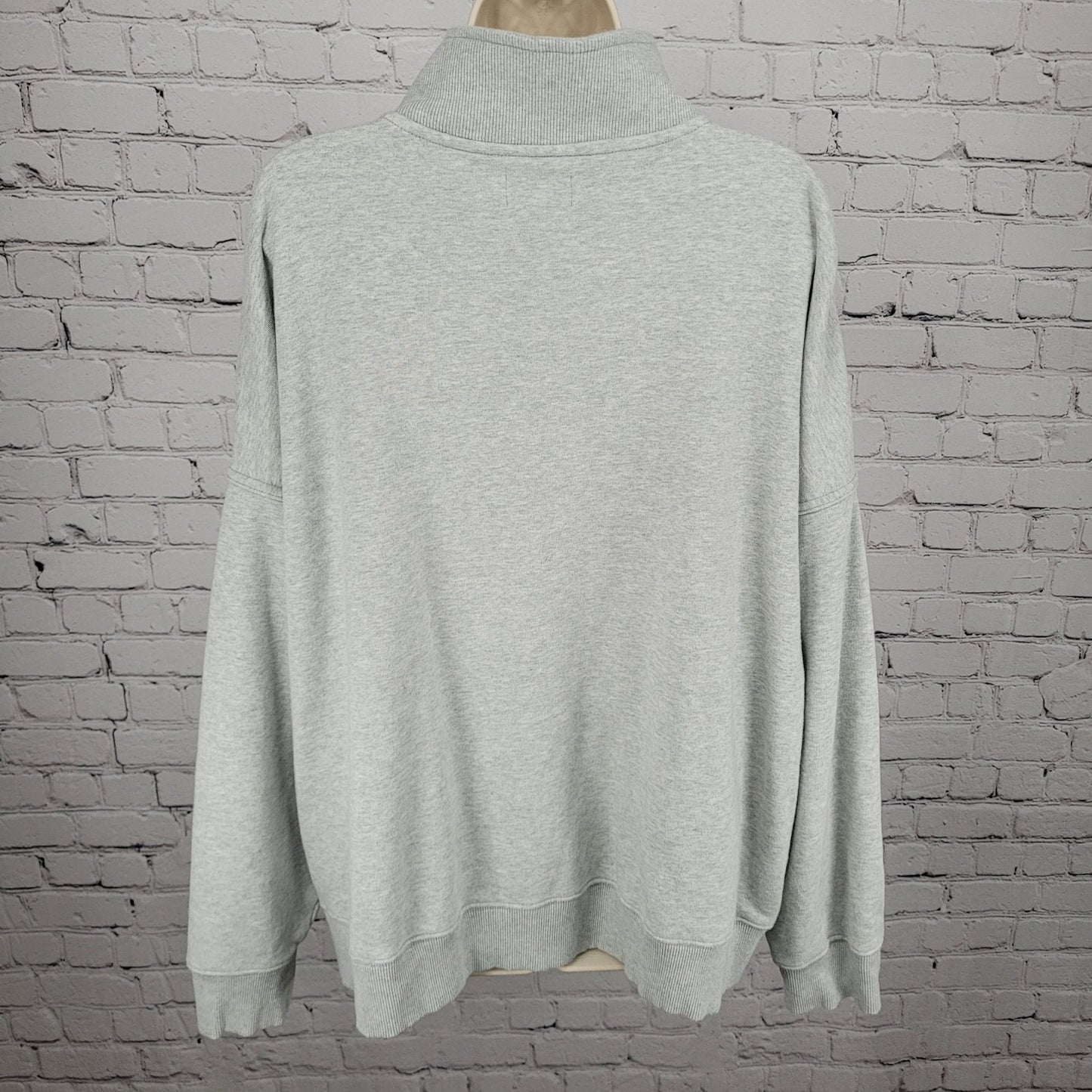 Aerie Heather Grey 100% Cotton 1/4 Zip Pullover Pockets Oversized Sweatshirt XXL