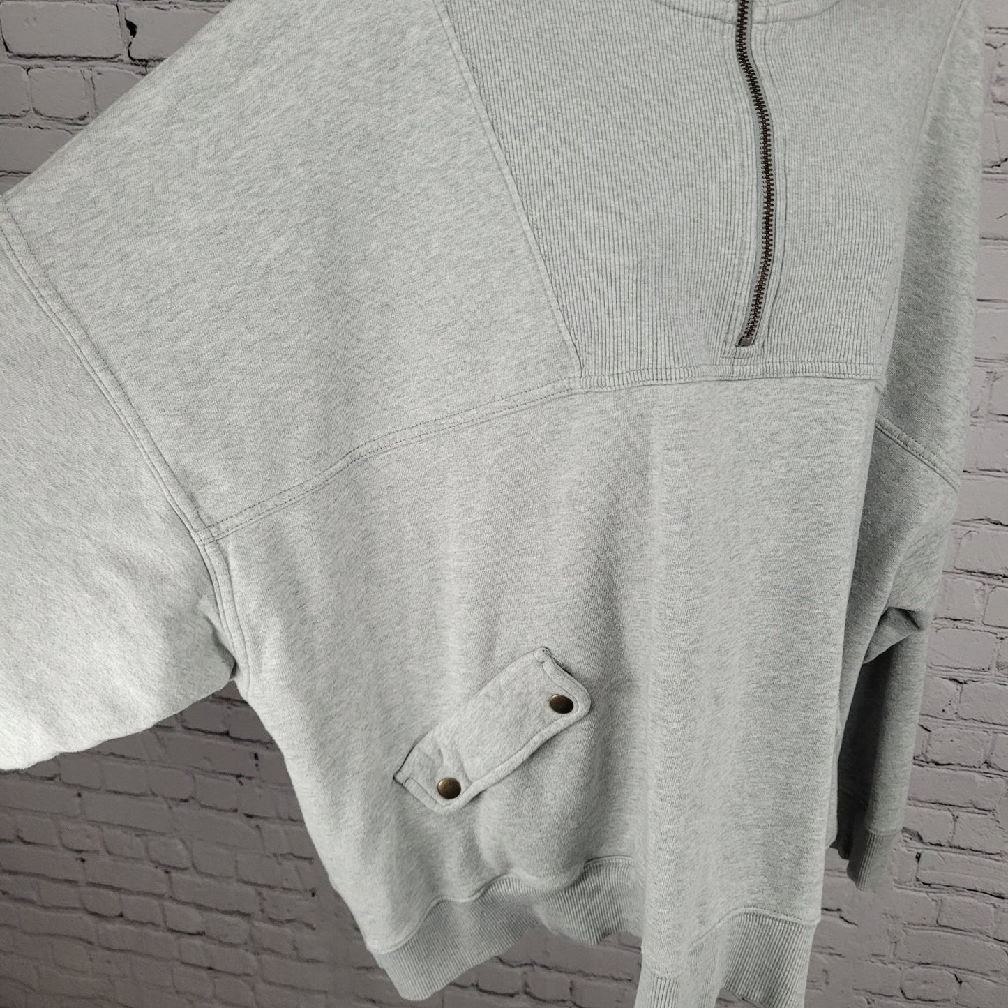 Aerie Heather Grey 100% Cotton 1/4 Zip Pullover Pockets Oversized Sweatshirt XXL