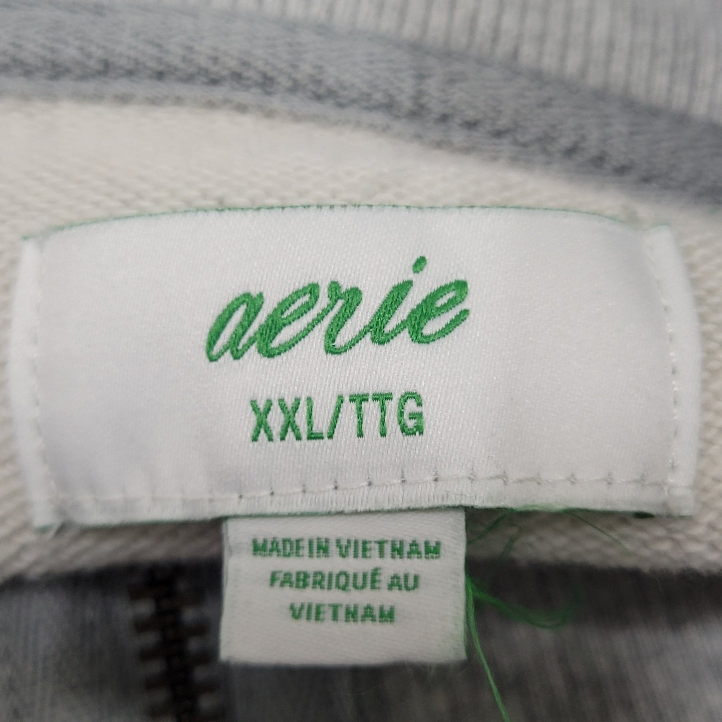 Aerie Heather Grey 100% Cotton 1/4 Zip Pullover Pockets Oversized Sweatshirt XXL