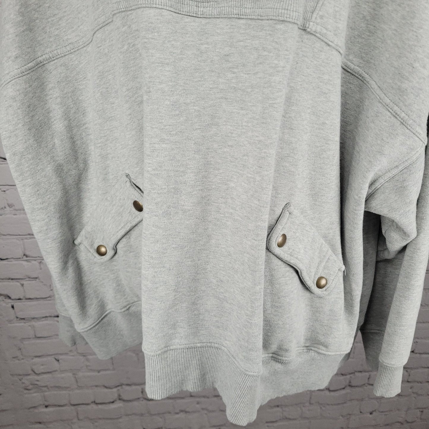 Aerie Heather Grey 100% Cotton 1/4 Zip Pullover Pockets Oversized Sweatshirt XXL