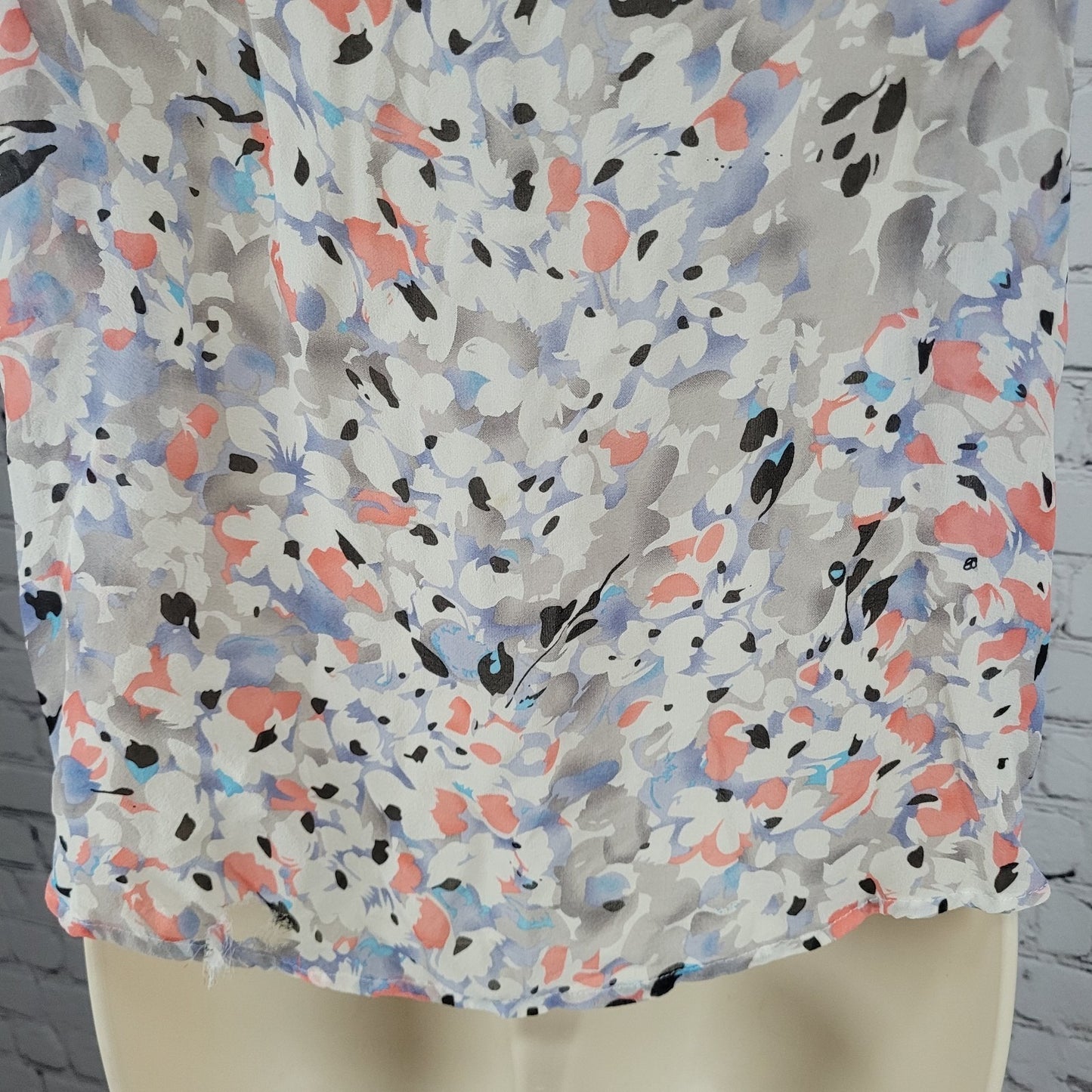 Yumi Kim Multicolor 100% Silk Semi Sheer Buttoned Sleeveless Top Blouse Small S