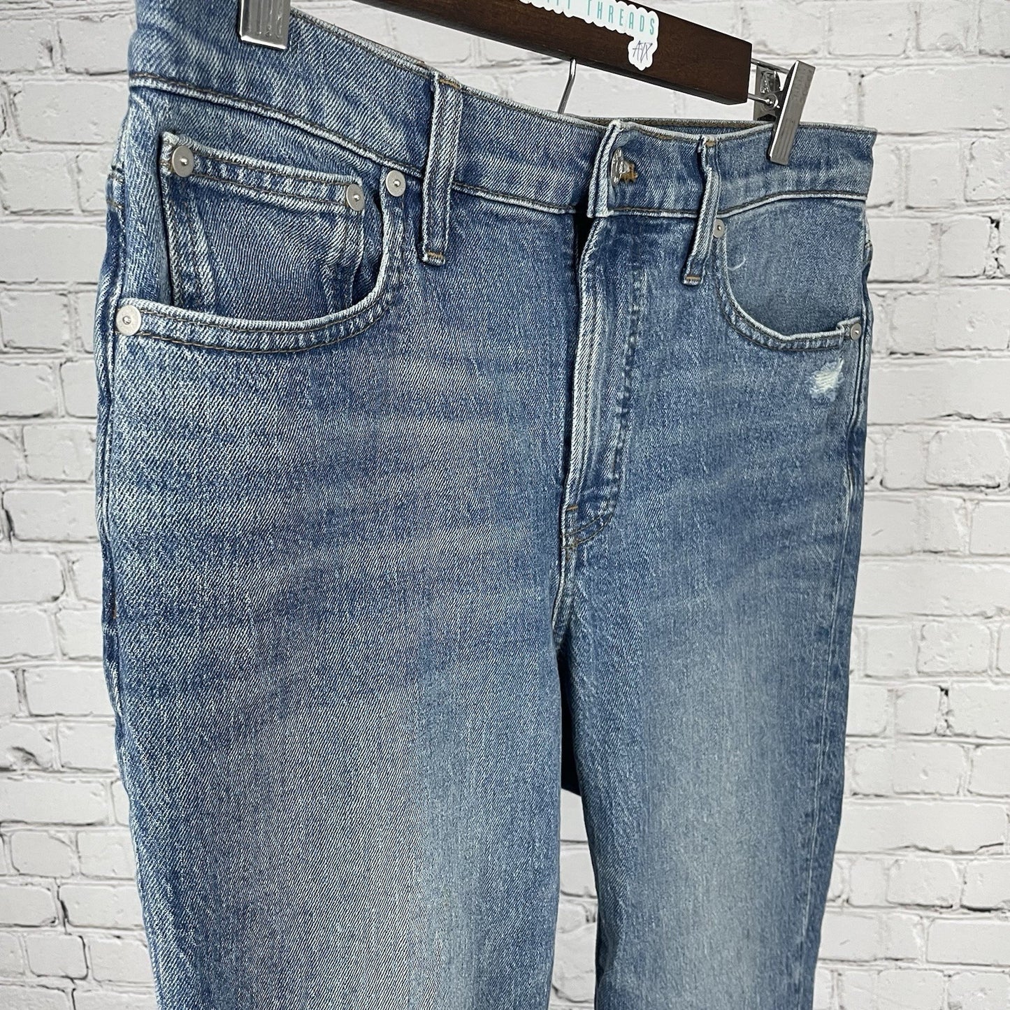 Madewell Blue Denim Distressed Mid Rise Perfect Vintage Jeans Size 29 (32x28)