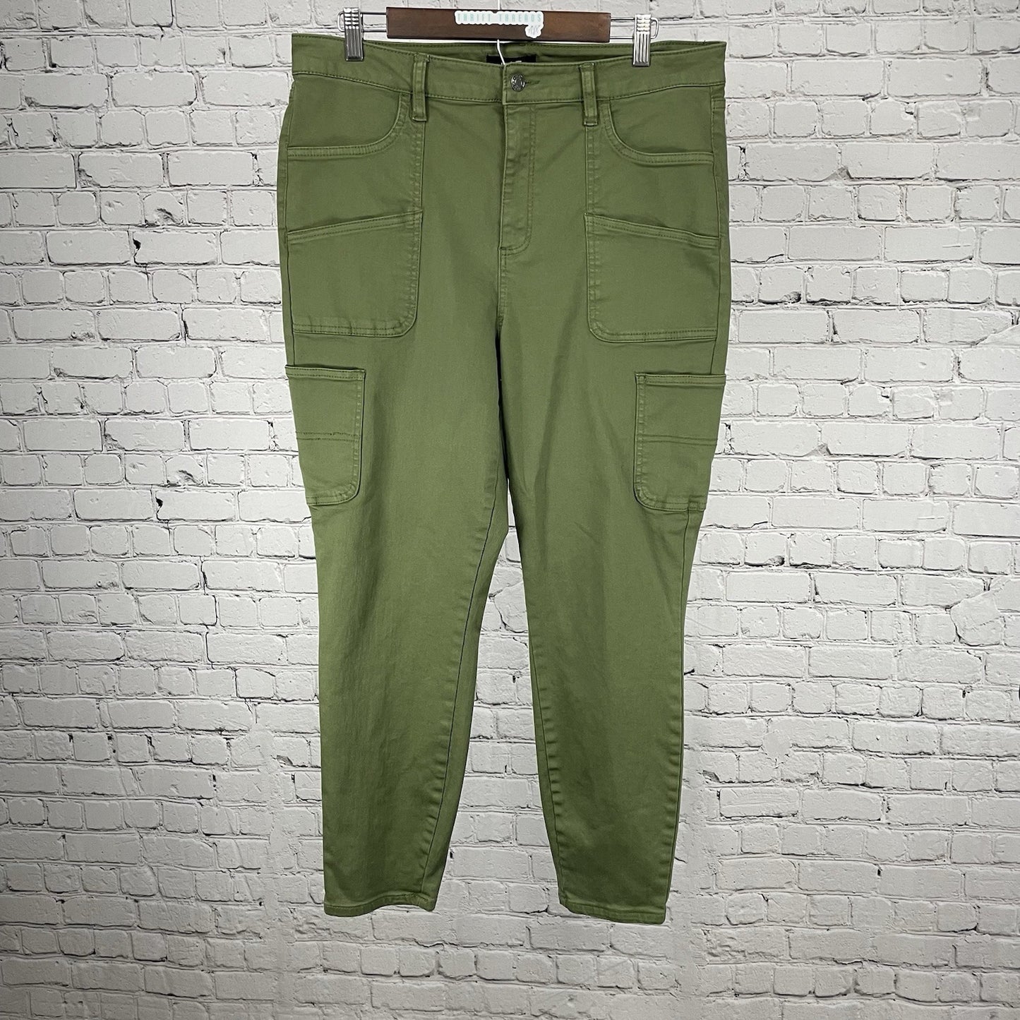OAT Green High Rise Skinny Ankle Cargo Pocket Pants Stretch Size 32 (34x27)