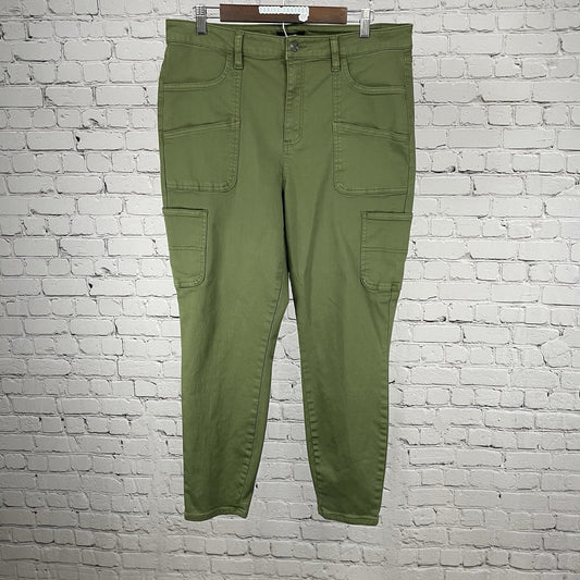 OAT Green High Rise Skinny Ankle Cargo Pocket Pants Stretch Size 32 (34x27)