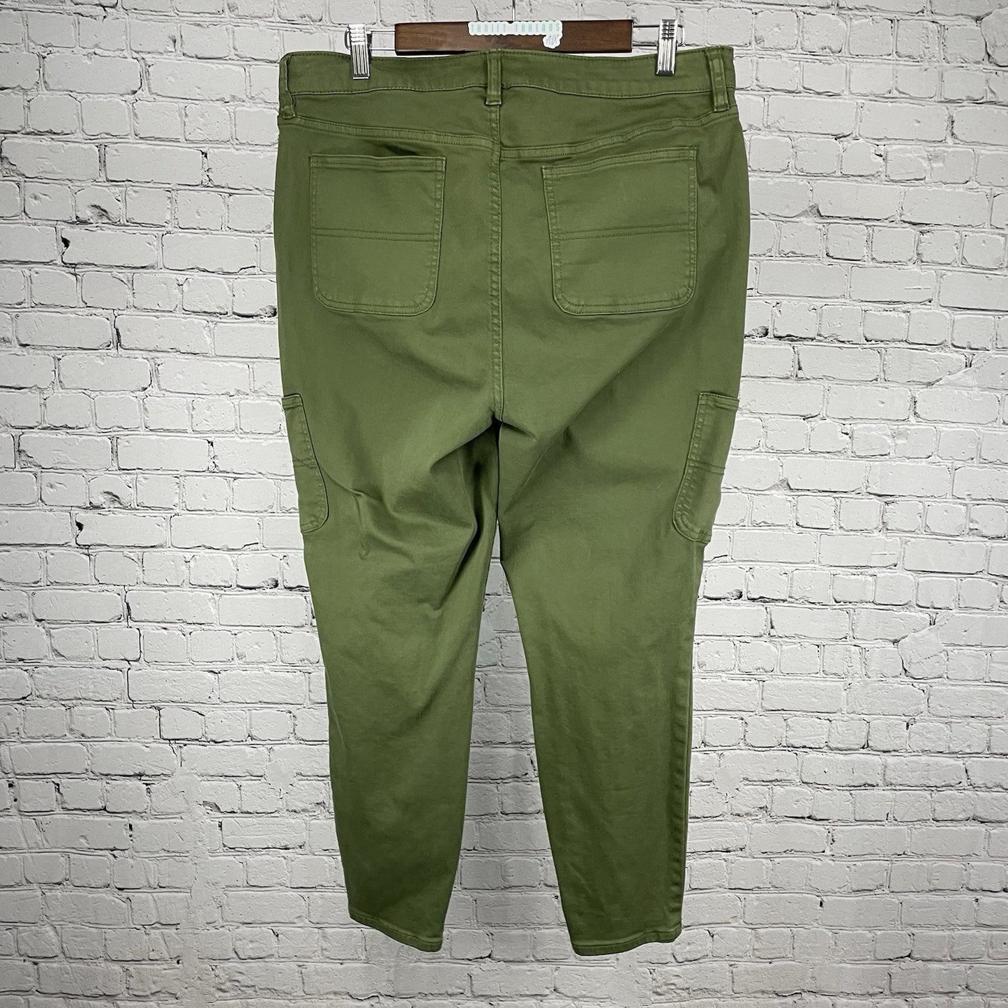OAT Green High Rise Skinny Ankle Cargo Pocket Pants Stretch Size 32 (34x27)
