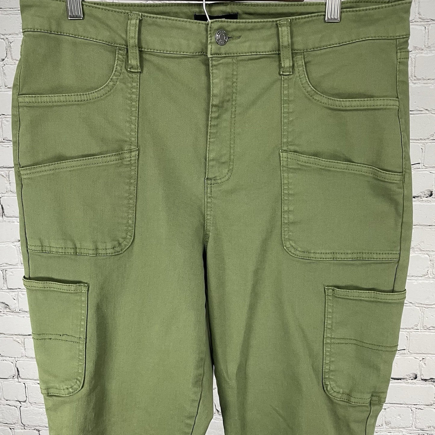 OAT Green High Rise Skinny Ankle Cargo Pocket Pants Stretch Size 32 (34x27)