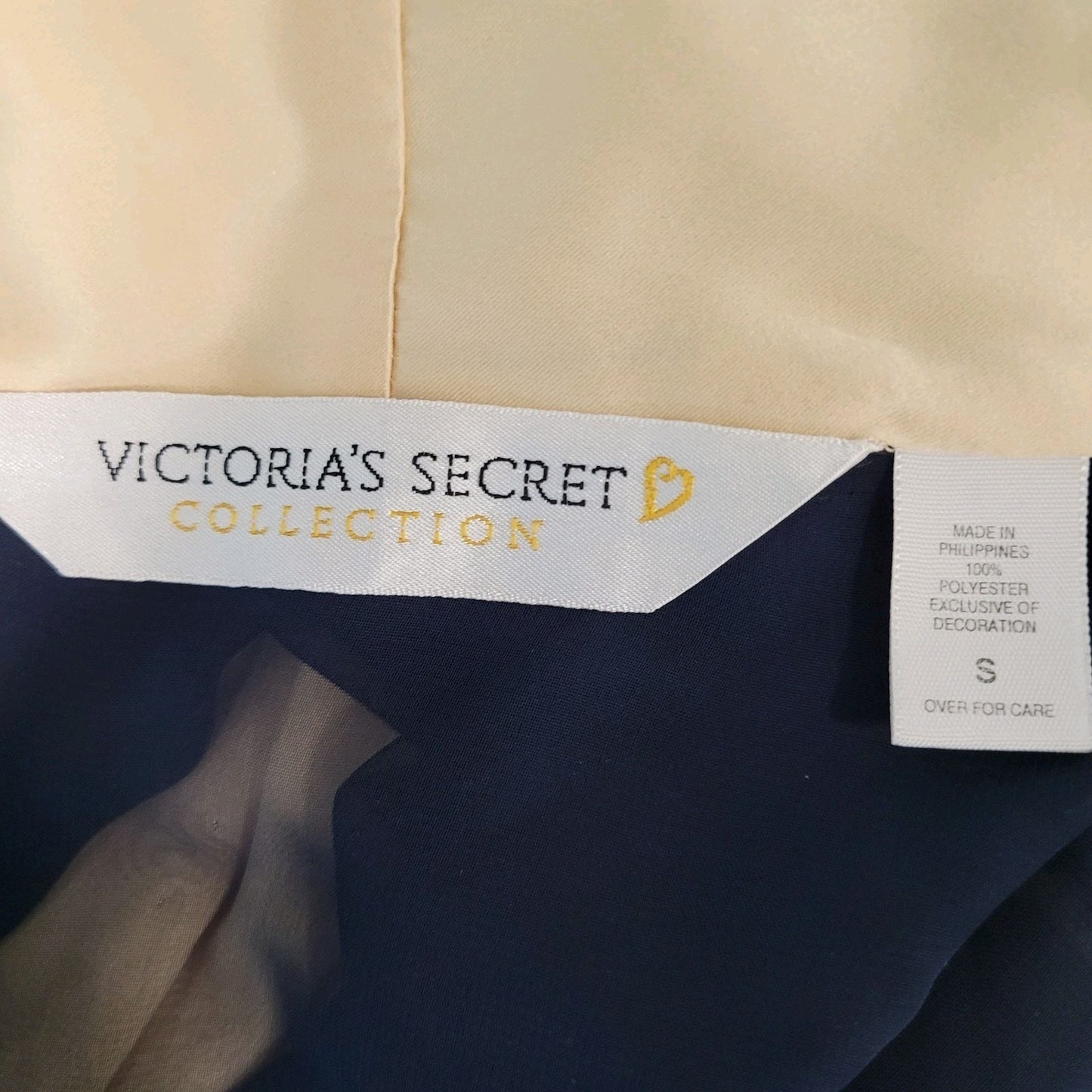 VTG Victoria's Secret Navy & Gold Sheer Embroidered Floral Robe Size Small S
