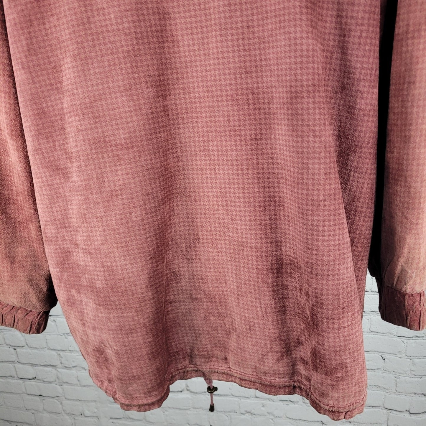 VTG Preston & York Red Genuine Suede Houndstooth Hooded Zip Jacket Large *zipper