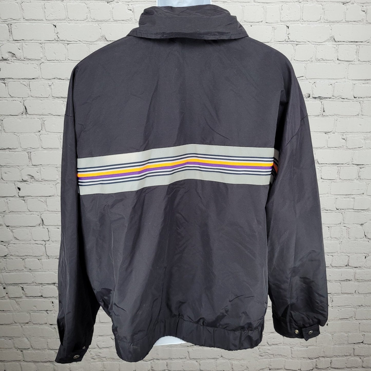 Fedex Black Double Zip Hideable Hood Relflective Windbreaker Jacket Size 3XL