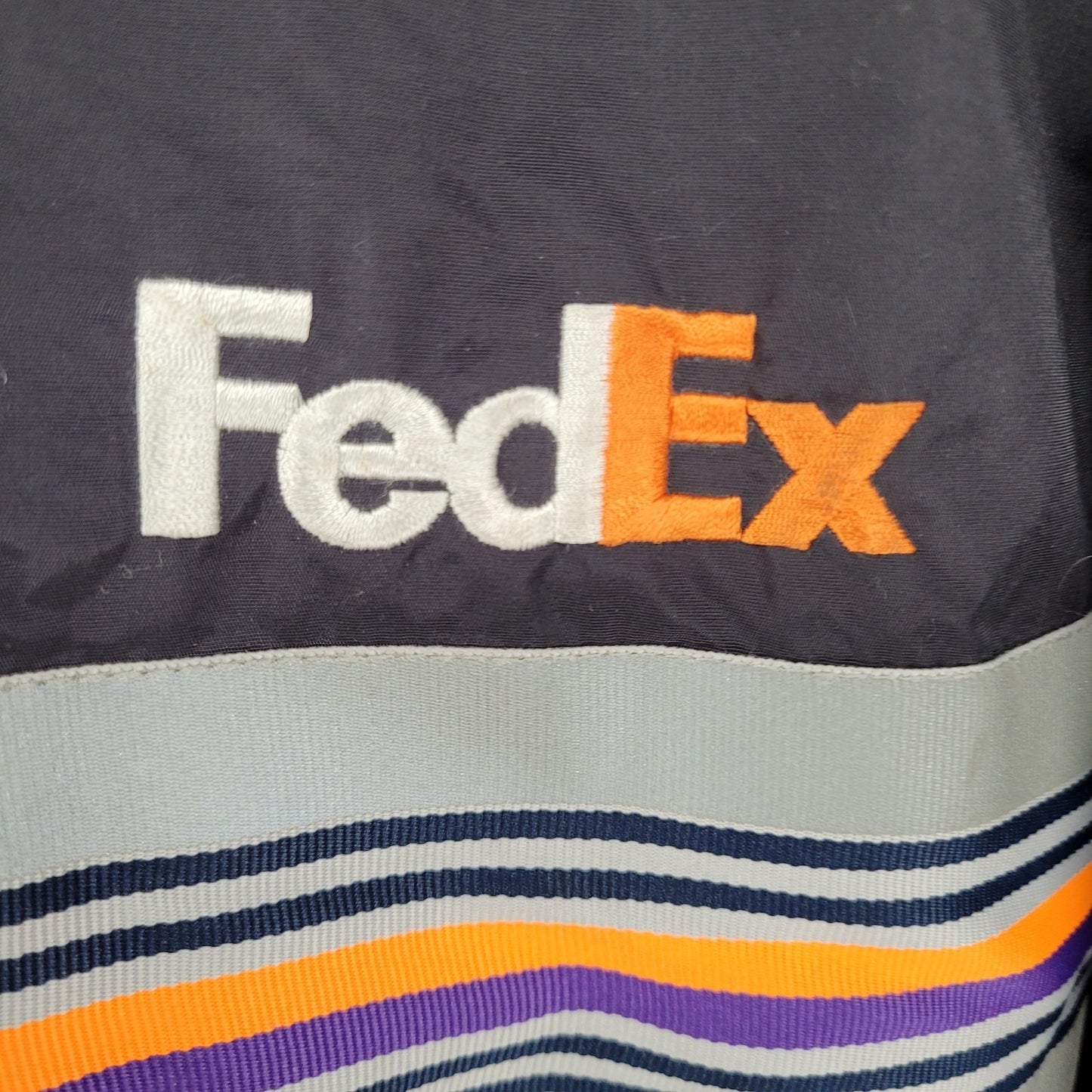 Fedex Black Double Zip Hideable Hood Relflective Windbreaker Jacket Size 3XL