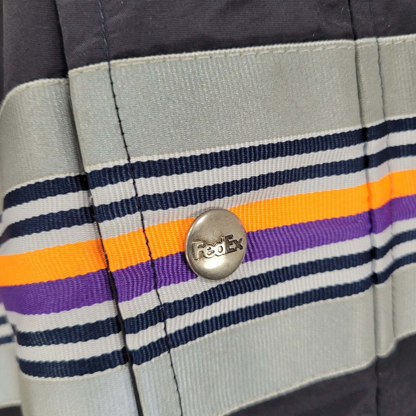 Fedex Black Double Zip Hideable Hood Relflective Windbreaker Jacket Size 3XL