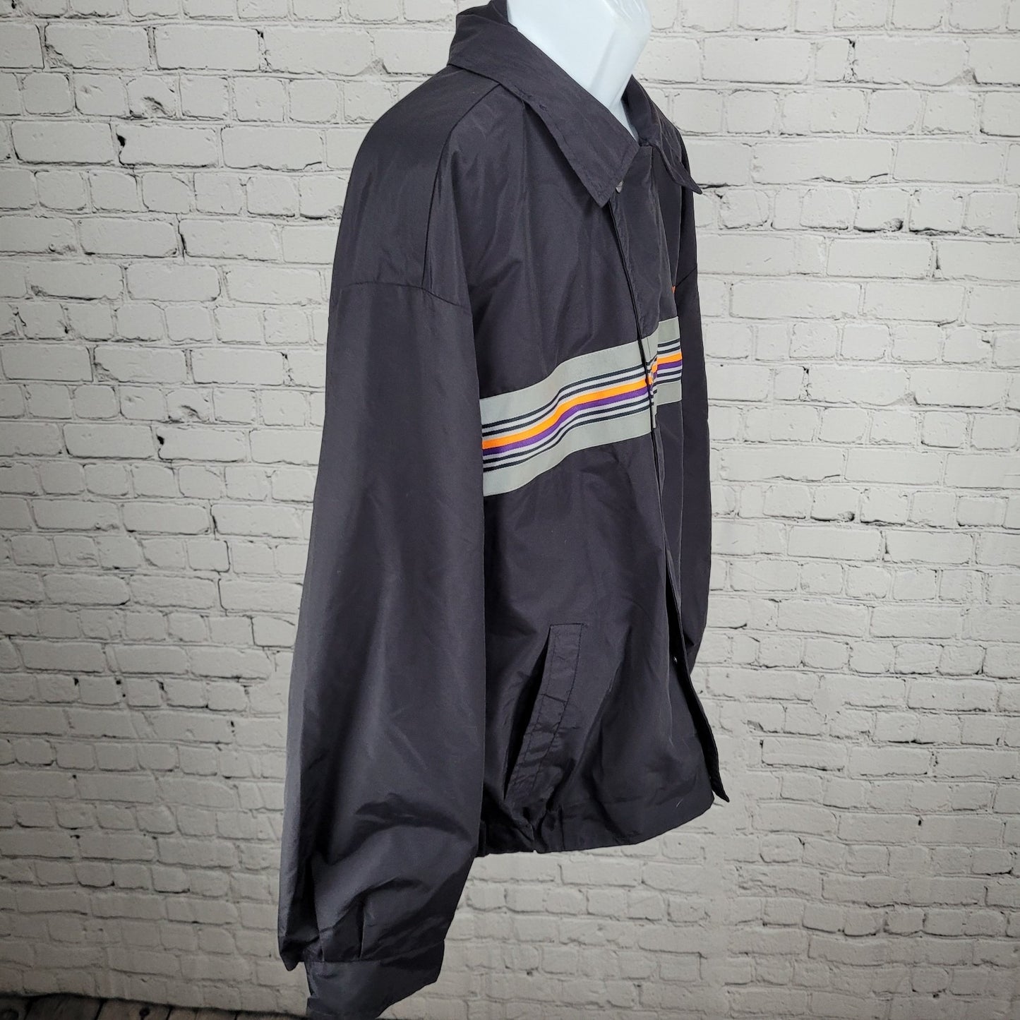 Fedex Black Double Zip Hideable Hood Relflective Windbreaker Jacket Size 3XL