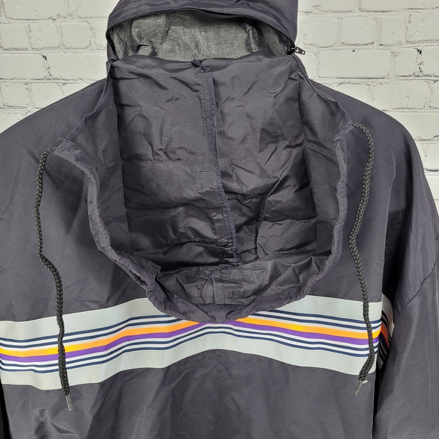 Fedex Black Double Zip Hideable Hood Relflective Windbreaker Jacket Size 3XL