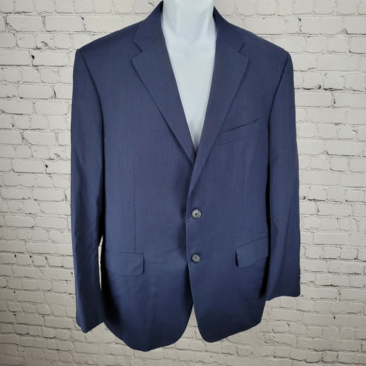 Canali Navy Pinstriped 100% Wool 2 Button Blazer Sport Coat Italy Made 42L US