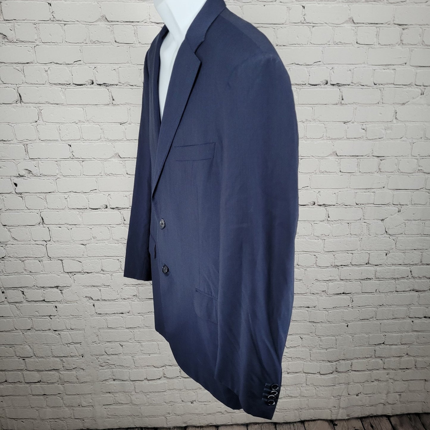 Canali Navy Pinstriped 100% Wool 2 Button Blazer Sport Coat Italy Made 42L US