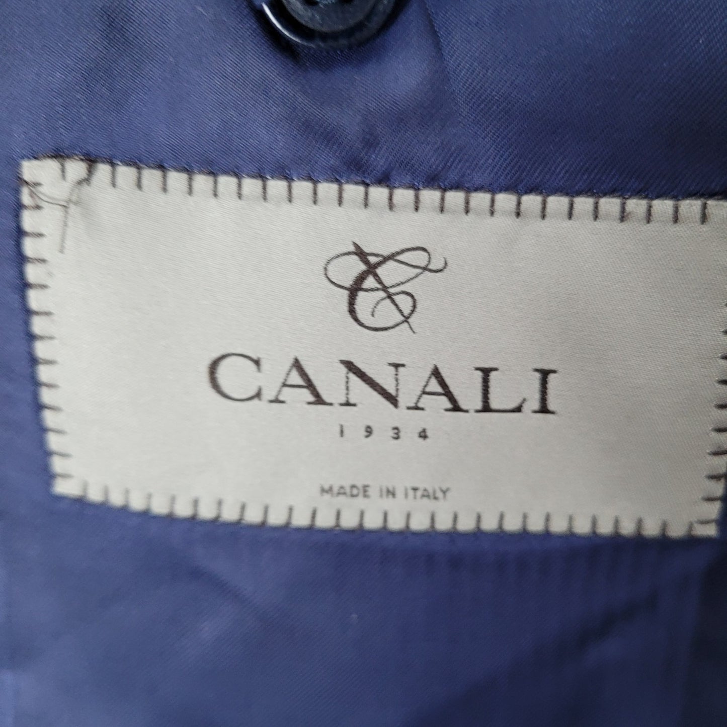Canali Navy Pinstriped 100% Wool 2 Button Blazer Sport Coat Italy Made 42L US