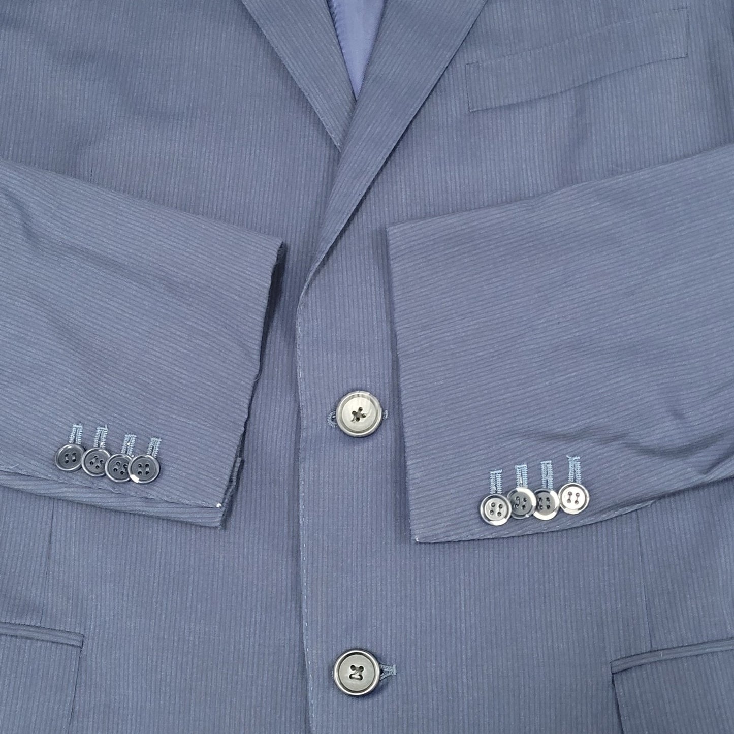 Canali Navy Pinstriped 100% Wool 2 Button Blazer Sport Coat Italy Made 42L US