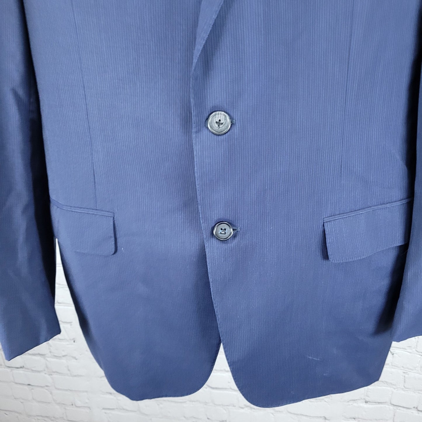 Canali Navy Pinstriped 100% Wool 2 Button Blazer Sport Coat Italy Made 42L US