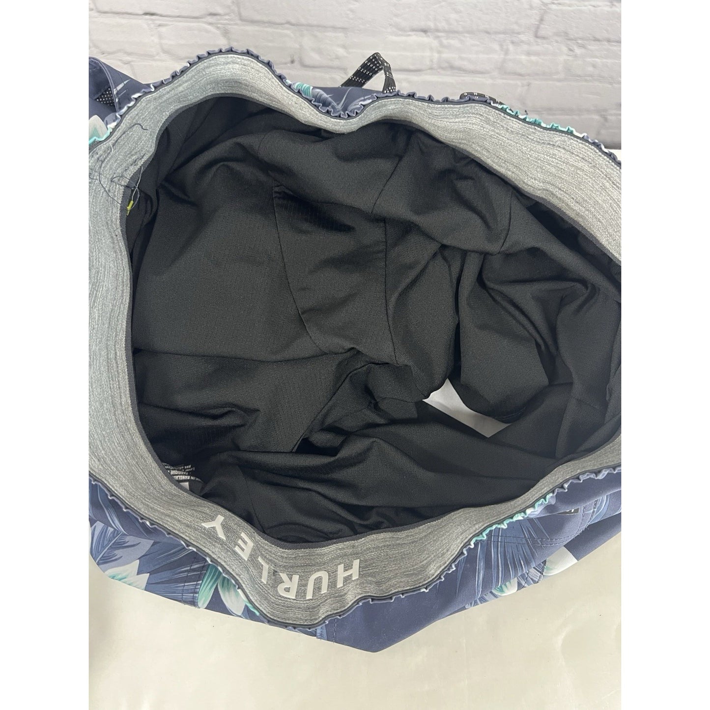 Hurley Blue Floral Pocket Drawstring Board Shorts Swim Trunks Lined Large L