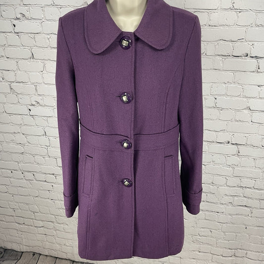 Tulle Anthropologie Purple Wool Blend Collared Lined Overcoat Size Medium M