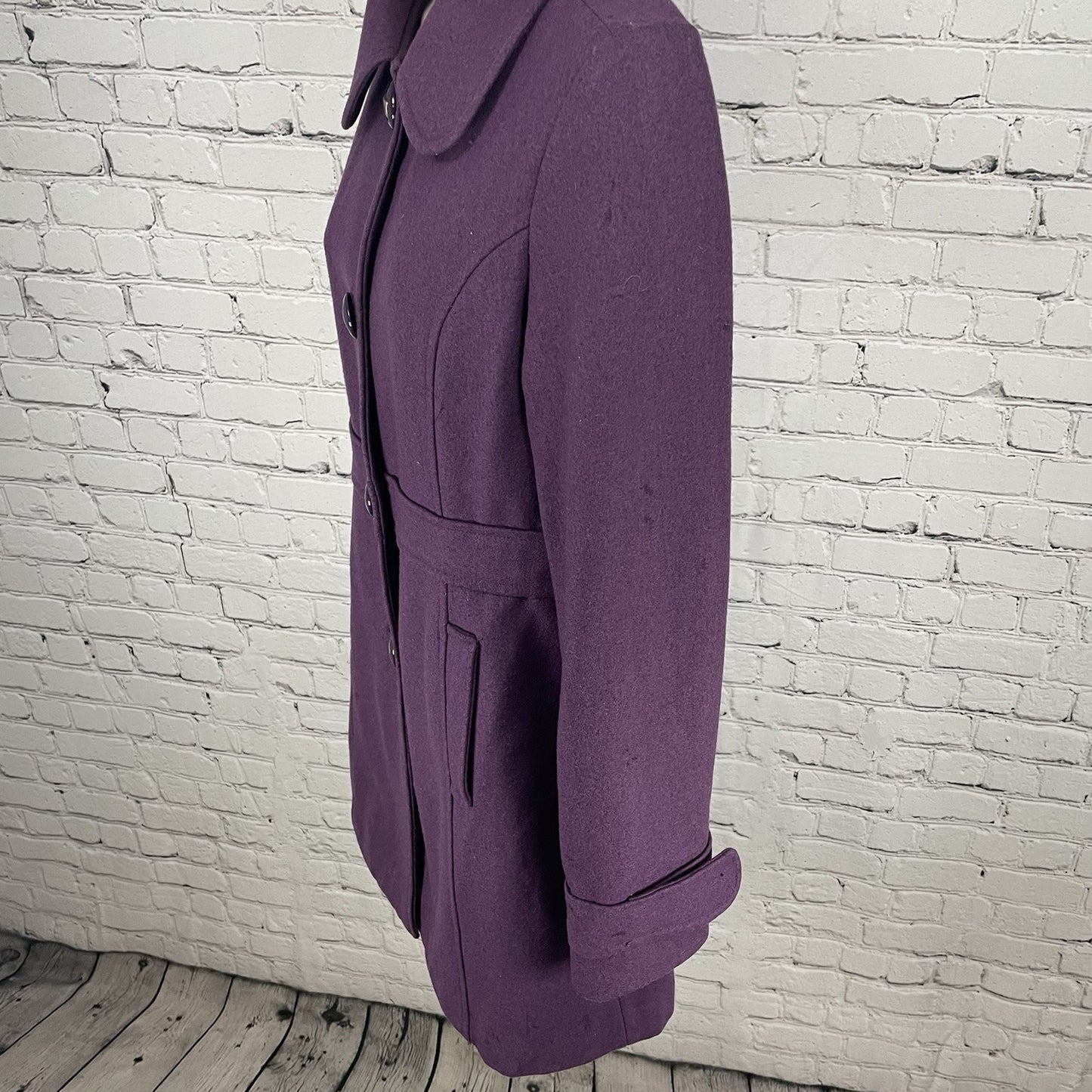 Tulle Anthropologie Purple Wool Blend Collared Lined Overcoat Size Medium M