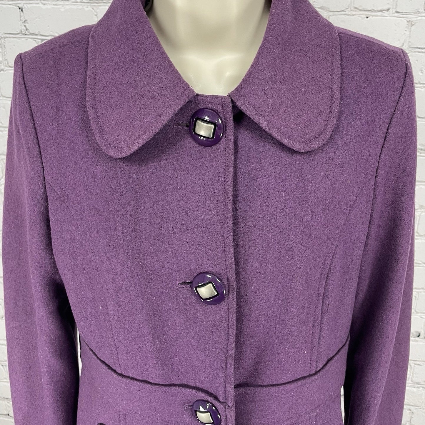 Tulle Anthropologie Purple Wool Blend Collared Lined Overcoat Size Medium M