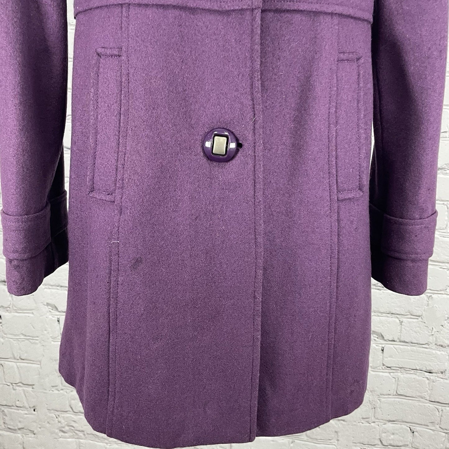 Tulle Anthropologie Purple Wool Blend Collared Lined Overcoat Size Medium M