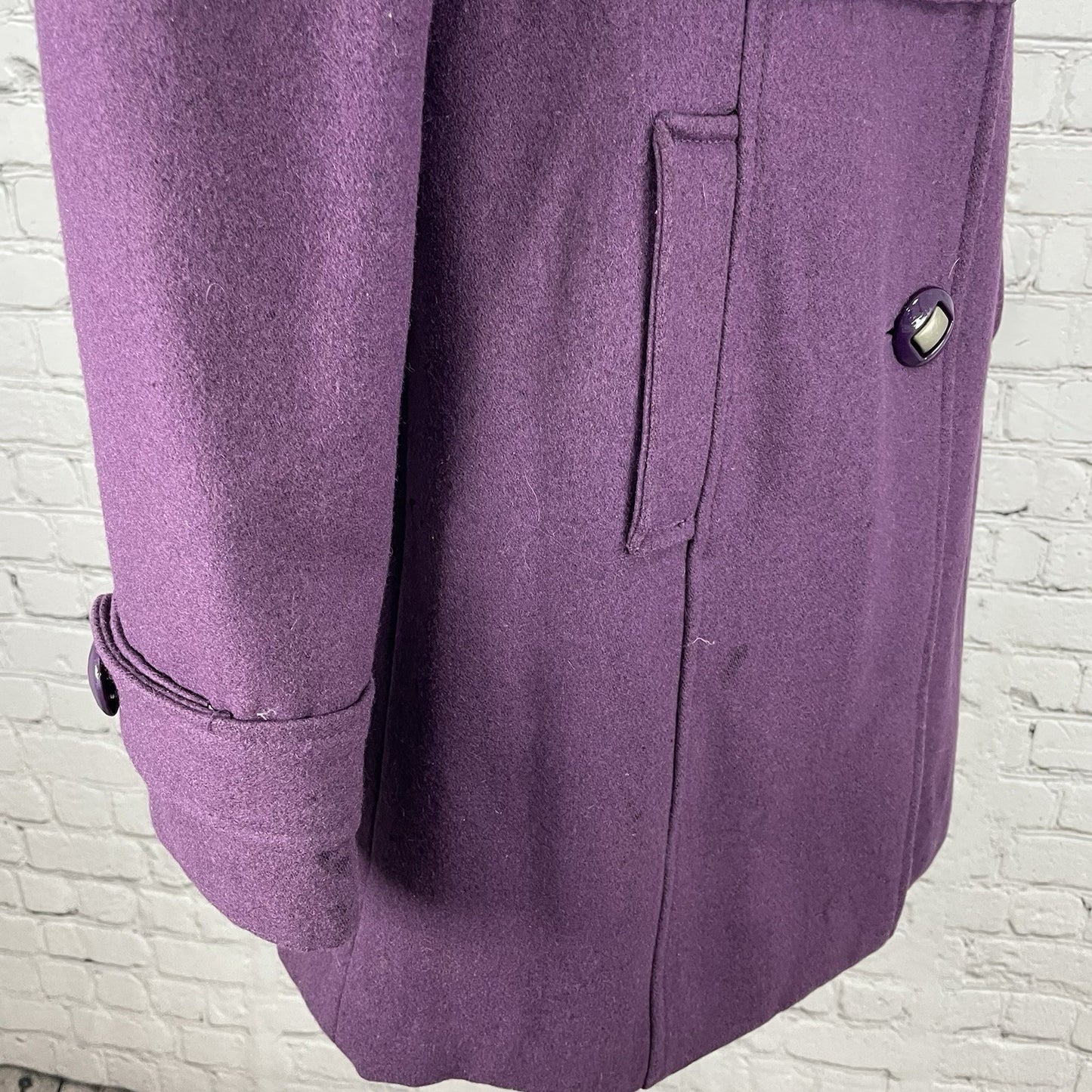Tulle Anthropologie Purple Wool Blend Collared Lined Overcoat Size Medium M