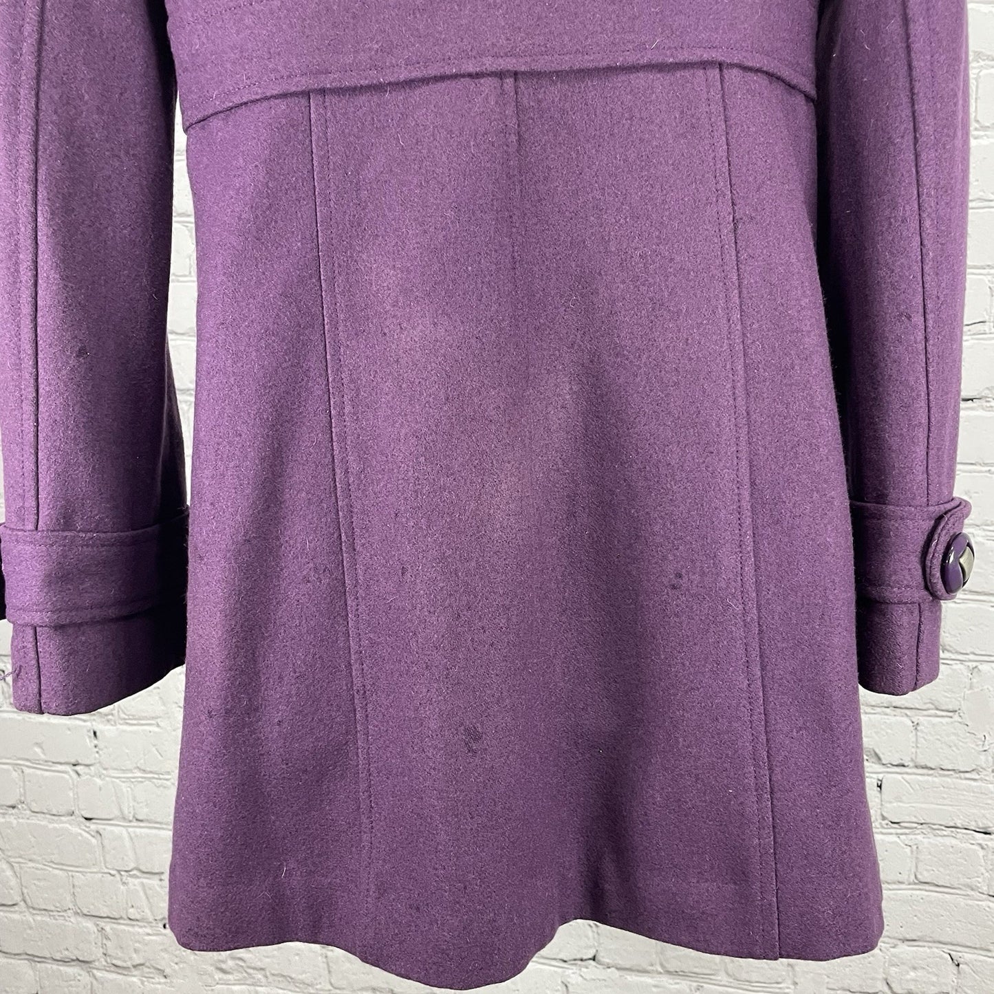 Tulle Anthropologie Purple Wool Blend Collared Lined Overcoat Size Medium M