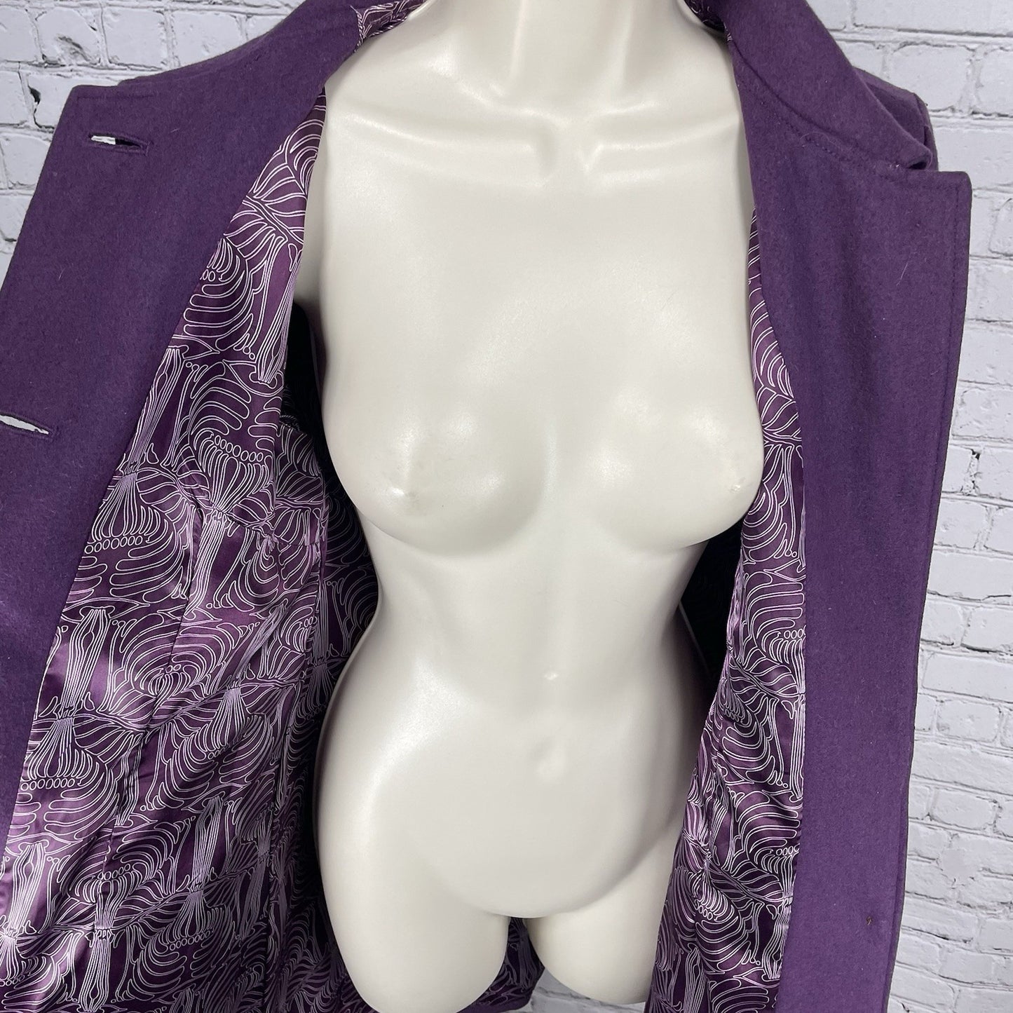 Tulle Anthropologie Purple Wool Blend Collared Lined Overcoat Size Medium M