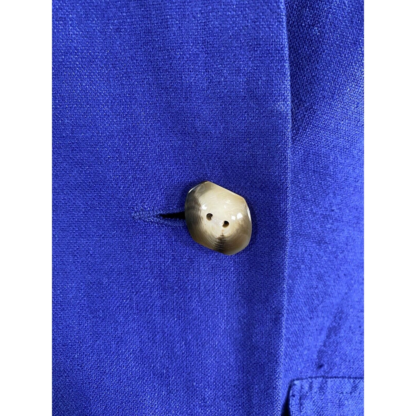 VTG SK & Company Petite Linen Cotton Blend Royal Blue Single Button Blazer 8
