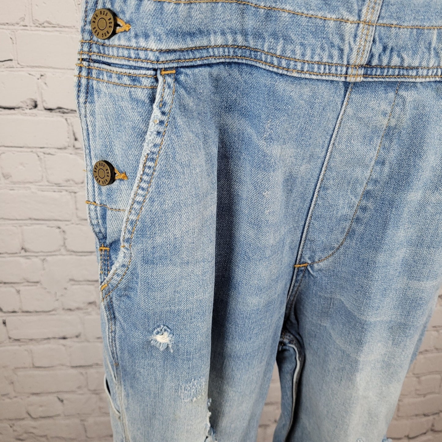 BDG Urban Outfitters Blue 100% Cotton Denim Distressed Overalls Size Small S