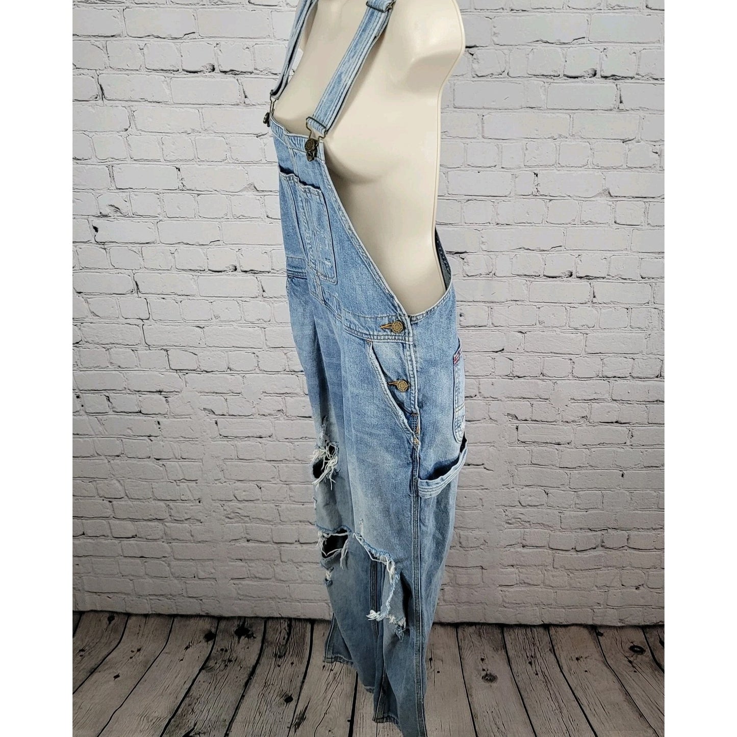 BDG Urban Outfitters Blue 100% Cotton Denim Distressed Overalls Size Small S