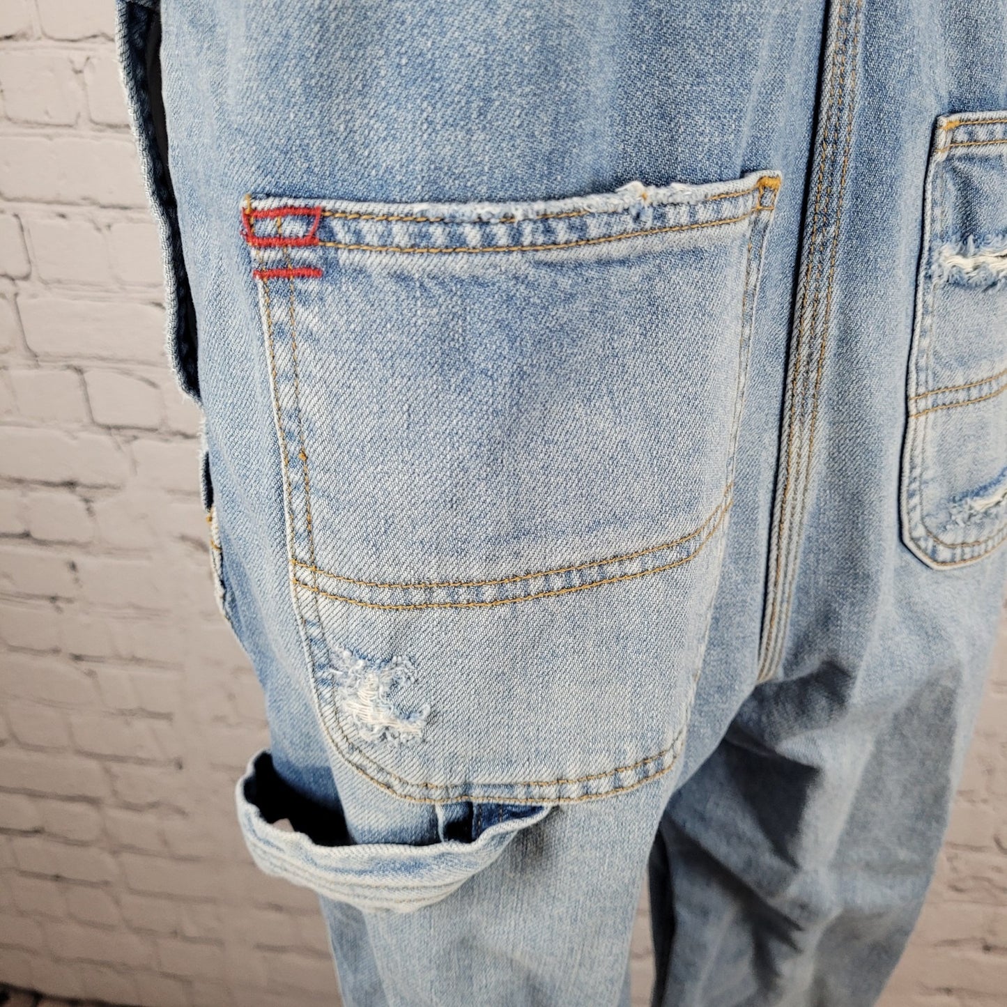 BDG Urban Outfitters Blue 100% Cotton Denim Distressed Overalls Size Small S
