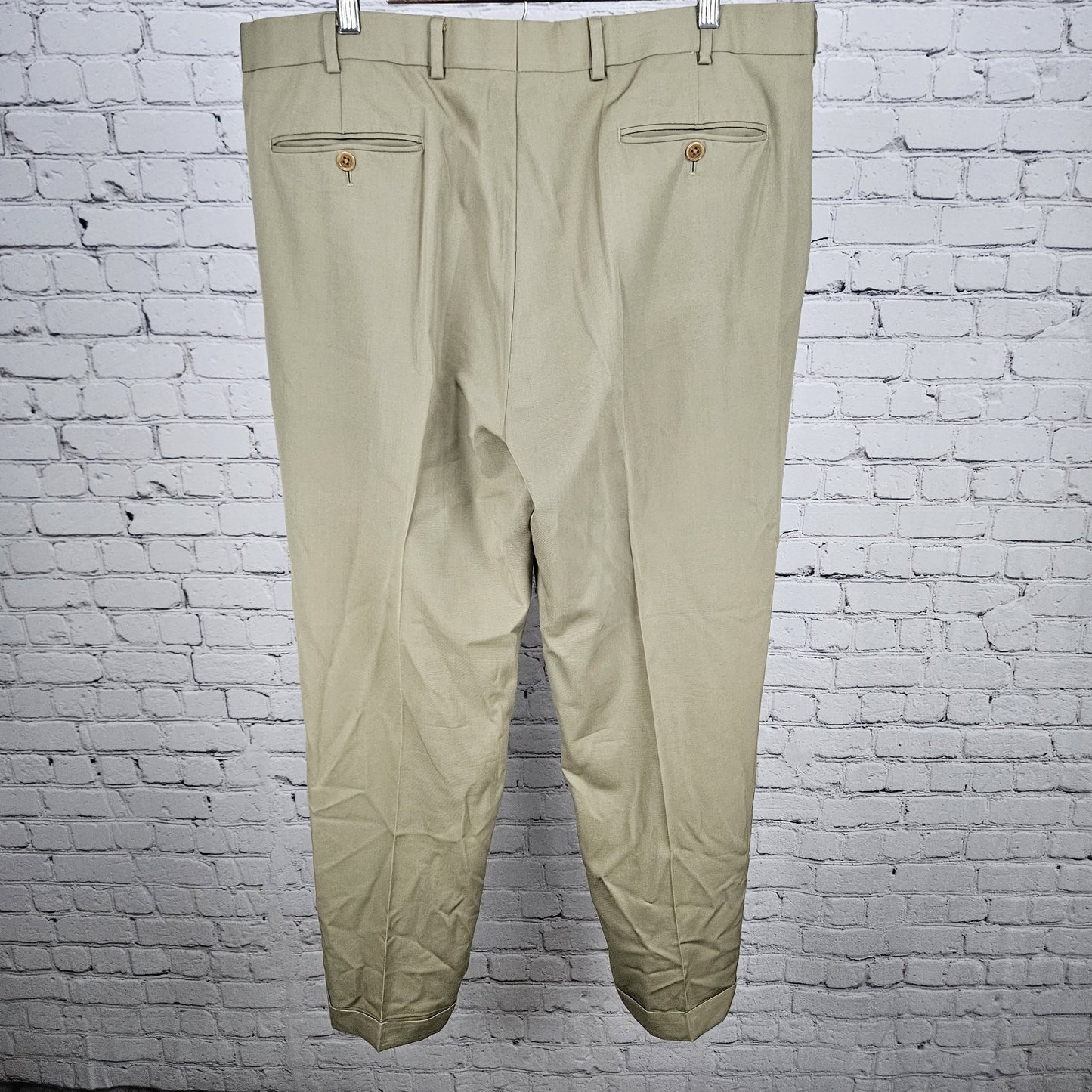 Brooks Brothers Tan 100% Wool Madison 1818 Pleated Cuffed Dress Pants 40 (38x30)