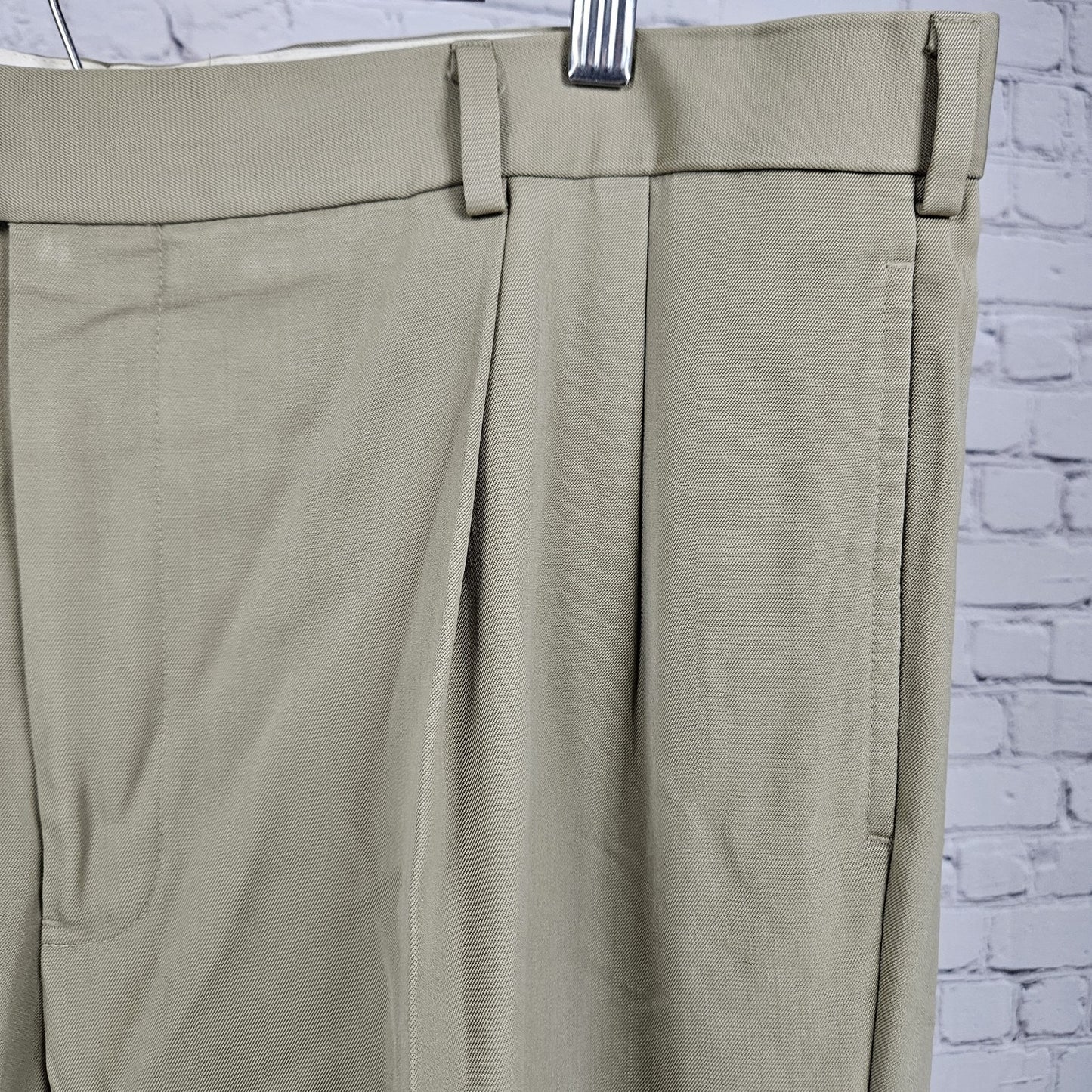 Brooks Brothers Tan 100% Wool Madison 1818 Pleated Cuffed Dress Pants 40 (38x30)