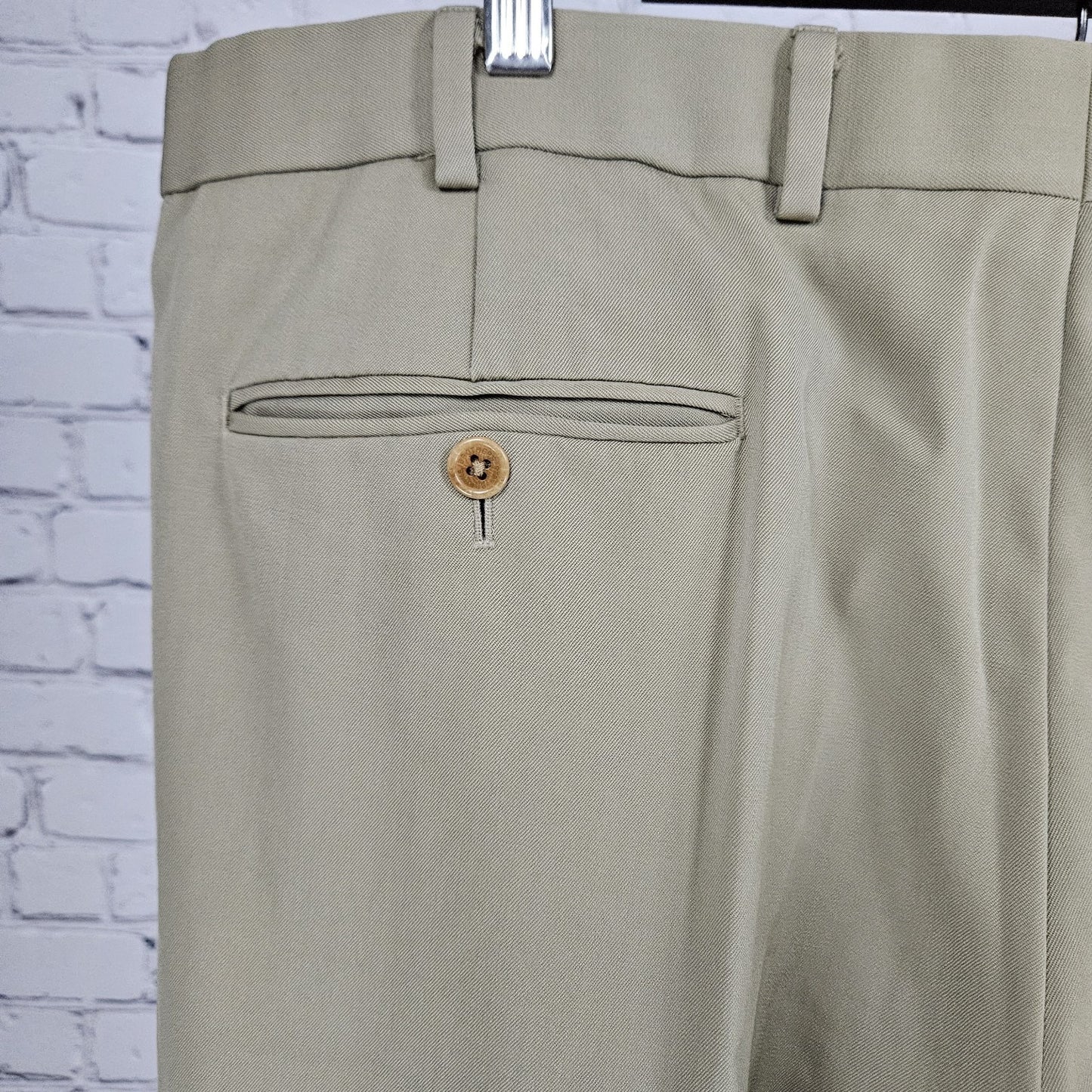 Brooks Brothers Tan 100% Wool Madison 1818 Pleated Cuffed Dress Pants 40 (38x30)
