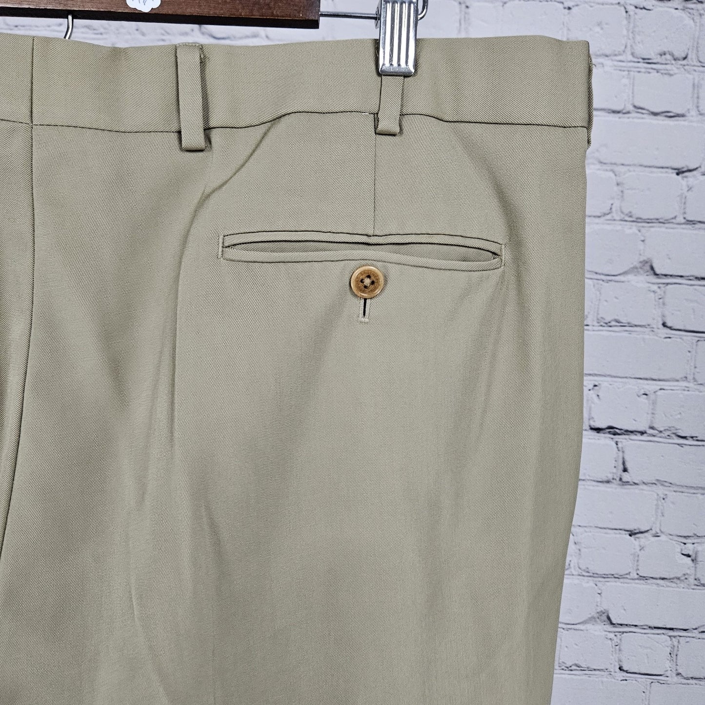 Brooks Brothers Tan 100% Wool Madison 1818 Pleated Cuffed Dress Pants 40 (38x30)