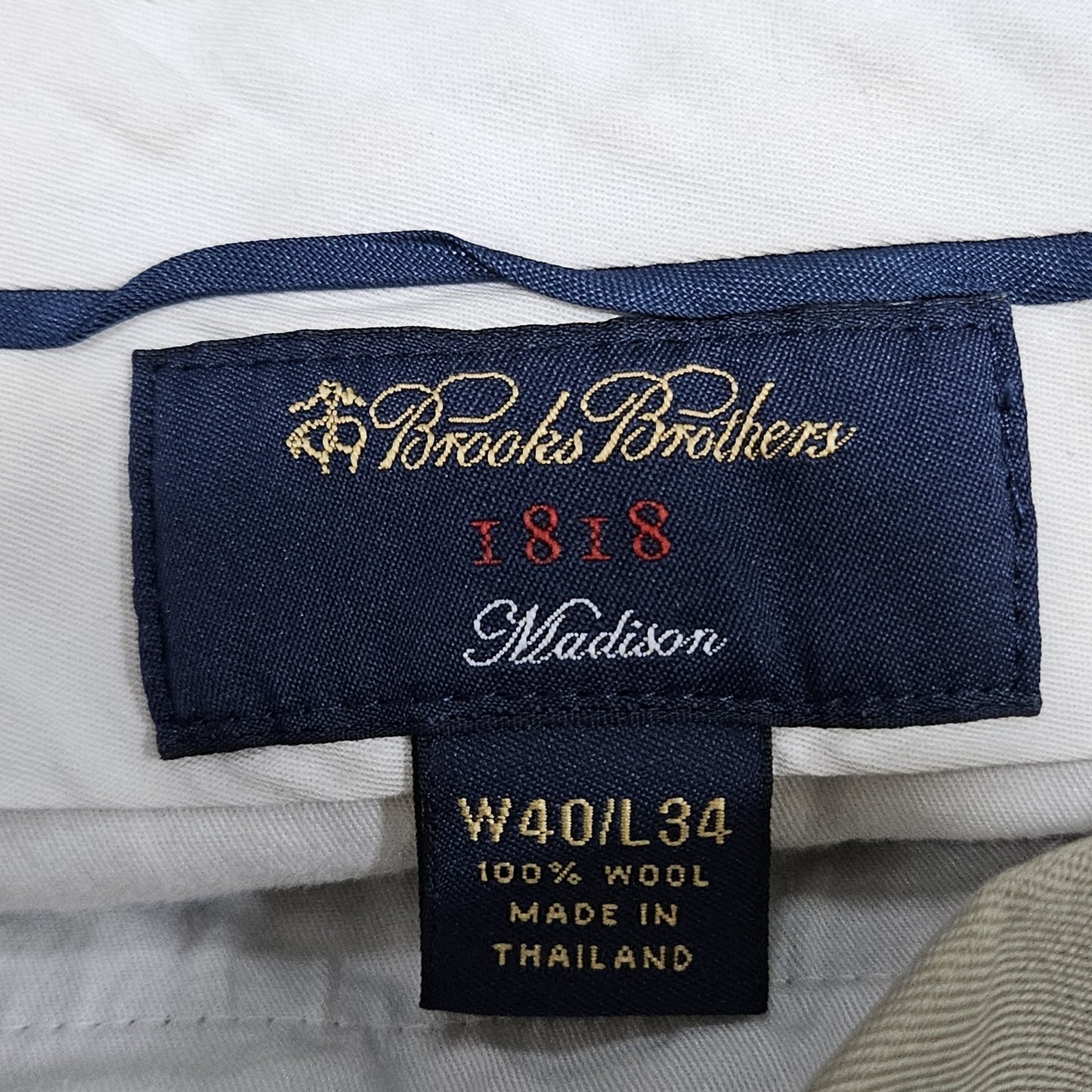 Brooks Brothers Tan 100% Wool Madison 1818 Pleated Cuffed Dress Pants 40 (38x30)