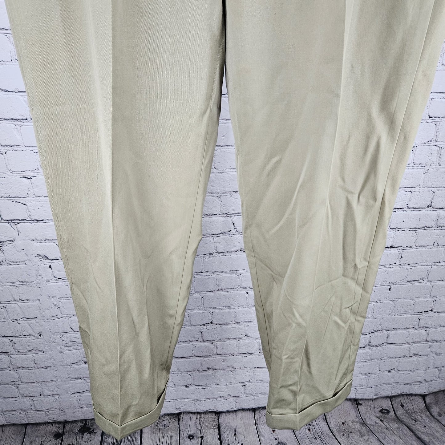 Brooks Brothers Tan 100% Wool Madison 1818 Pleated Cuffed Dress Pants 40 (38x30)