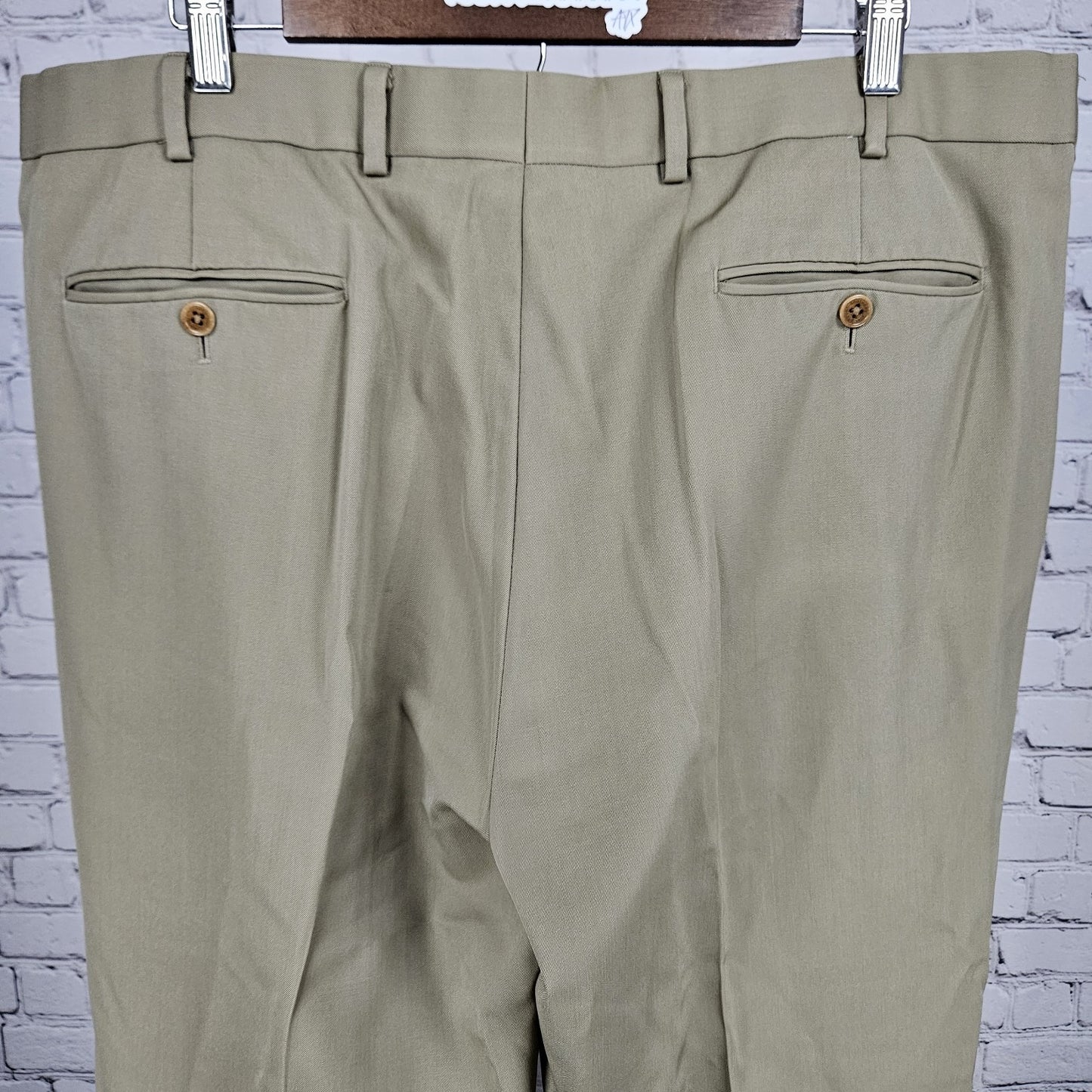 Brooks Brothers Tan 100% Wool Madison 1818 Pleated Cuffed Dress Pants 40 (38x30)