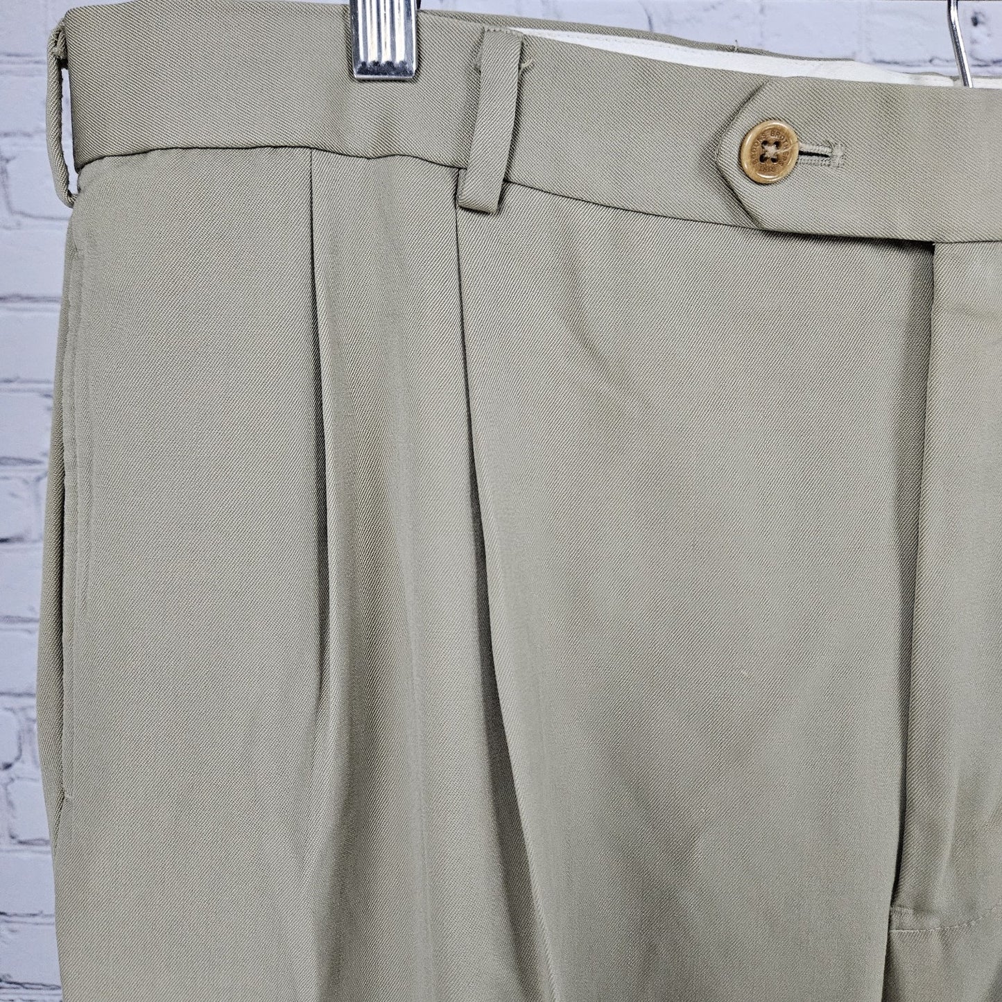 Brooks Brothers Tan 100% Wool Madison 1818 Pleated Cuffed Dress Pants 40 (38x30)