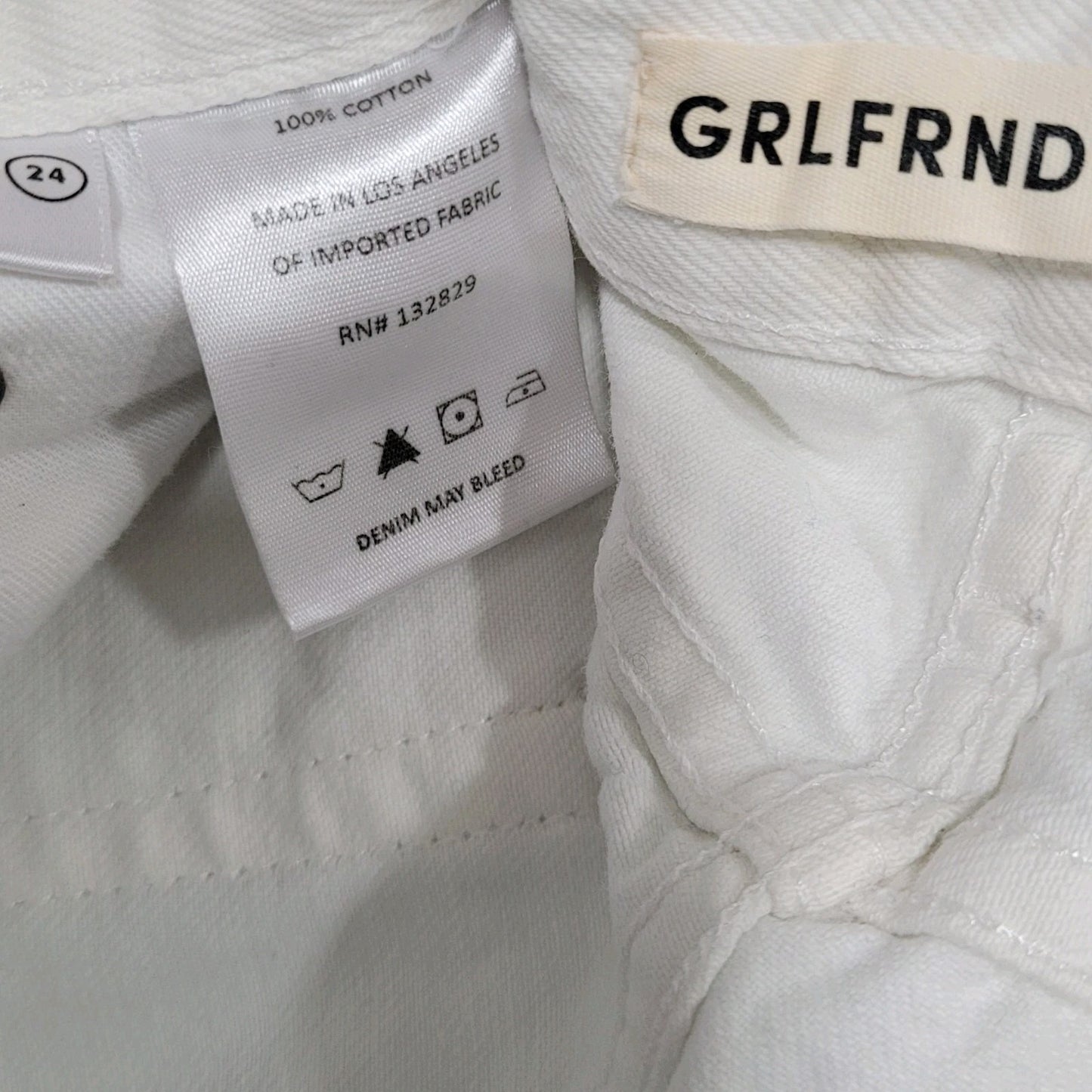 GRLFRND White The Helena Distressed Denim High Rise Cut Off Shorts USA 24