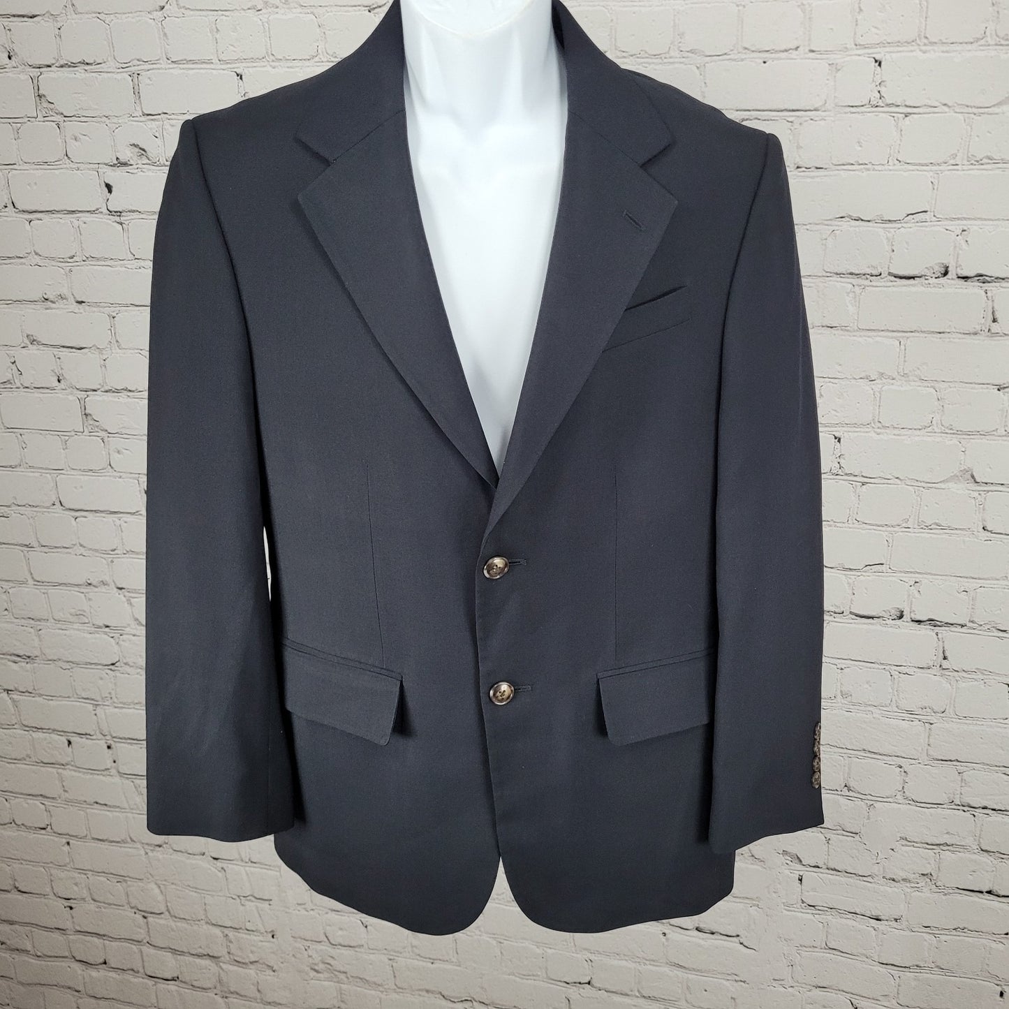 Versini Black 100% Wool 2 Button Ventless Notch Blazer Sport Coat Size 37S