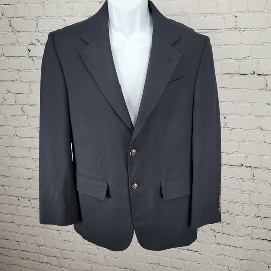 Versini Black 100% Wool 2 Button Ventless Notch Blazer Sport Coat Size 37S