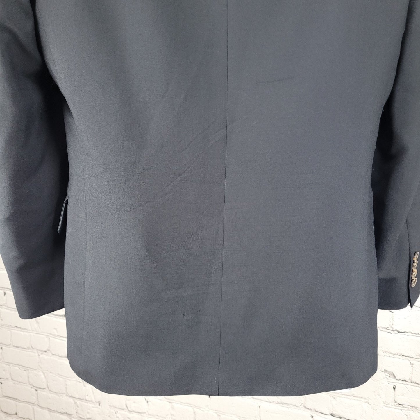 Versini Black 100% Wool 2 Button Ventless Notch Blazer Sport Coat Size 37S