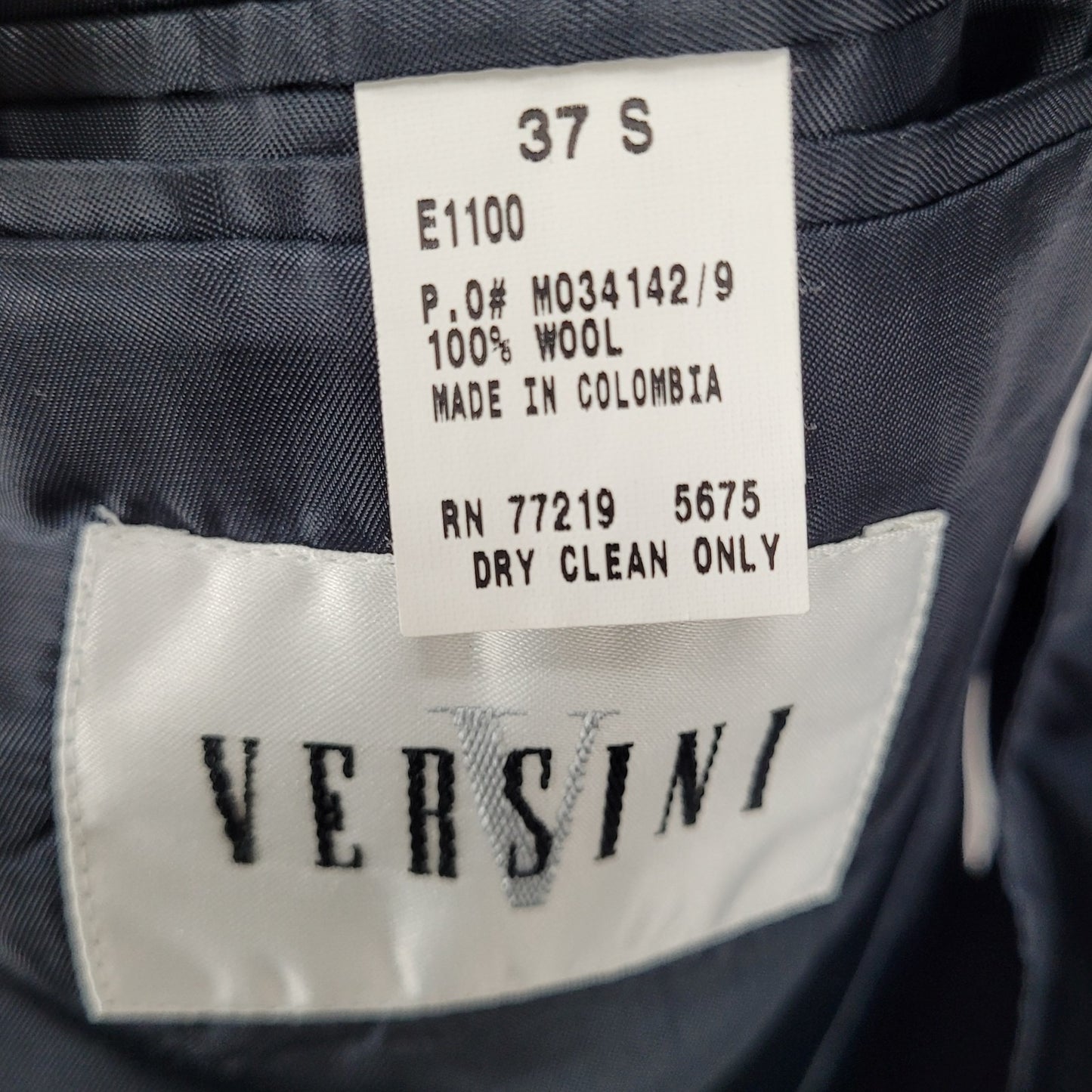 Versini Black 100% Wool 2 Button Ventless Notch Blazer Sport Coat Size 37S