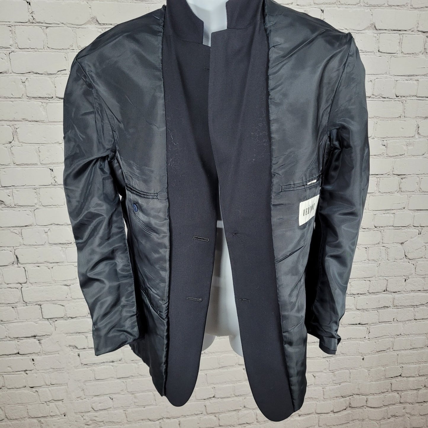 Versini Black 100% Wool 2 Button Ventless Notch Blazer Sport Coat Size 37S