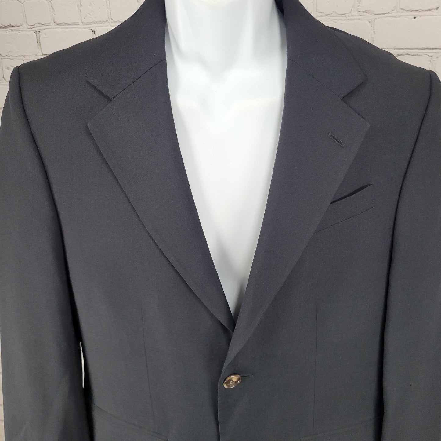 Versini Black 100% Wool 2 Button Ventless Notch Blazer Sport Coat Size 37S