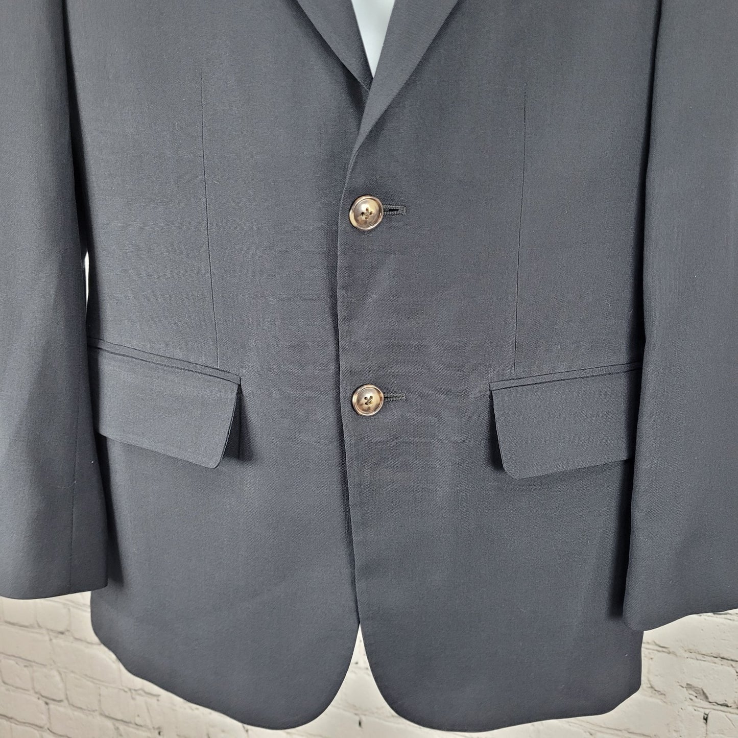 Versini Black 100% Wool 2 Button Ventless Notch Blazer Sport Coat Size 37S